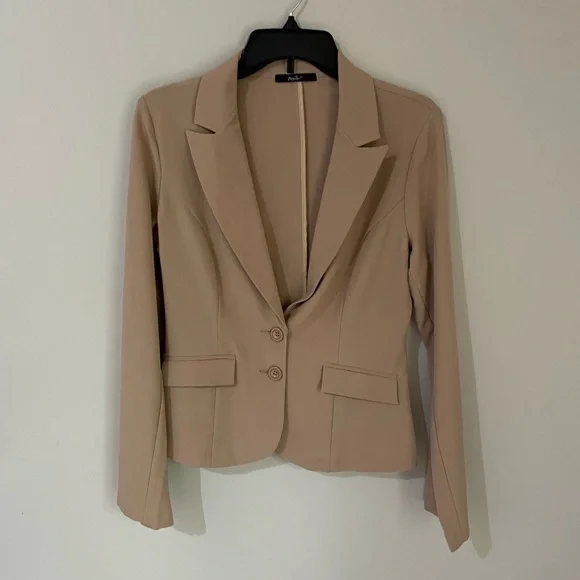 🍭3/$10 Papaya Women’s Blazer : Size Med : Tan - Picture 7 of 8